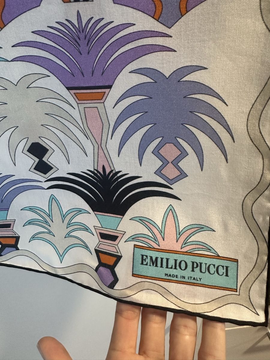 Emilio Pucci Silk Cotton Scarf Geometric Print Shawl New (Neu