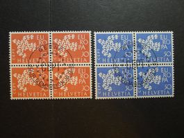 1961 Nr. 379 + 380 im 4er Block mit ET-Stempel