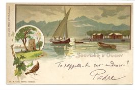 Souvenir d' Ouchy (VD) Lac Léman - bateau - Lausanne - Litho