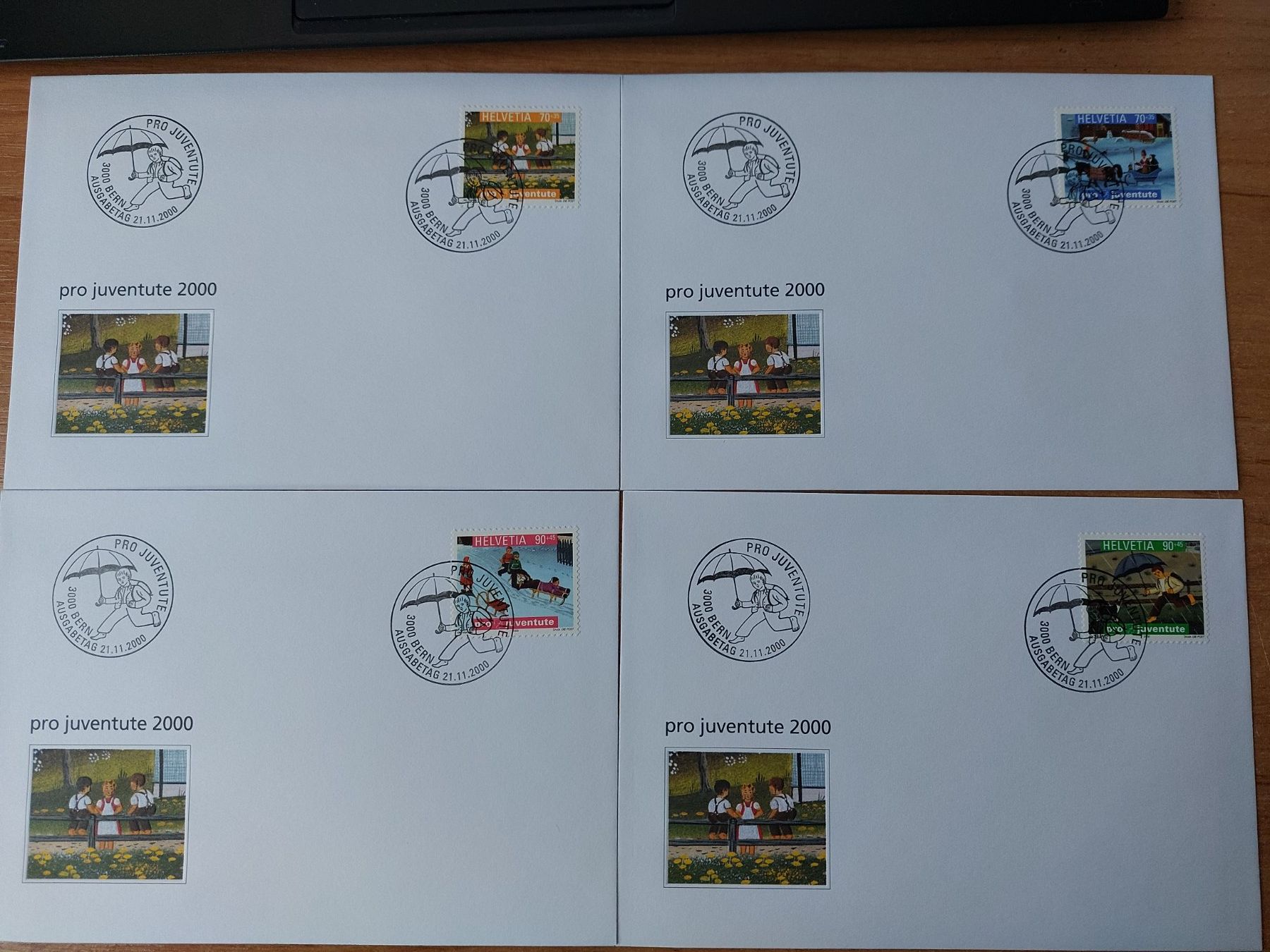 Tutti i francobolli: FJ2000 - 4 FDC Pro Juventute 2000 – Usato da Trélex venduto da Phil_Albert