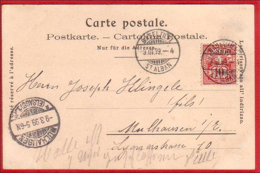 Cartoline postali: SOLOTHURN SOLEURE LITHO, SUCHARD REKLAME 1899 – Usato da Grüningen venduto da Kartenlaube 1