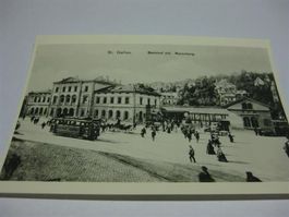 AK St. Gallen alter Bahnhof mit Tram