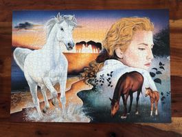 Adventskalender Puzzle, Weisses Pferd,braunen Pferden, Blond
