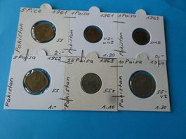 Pakistan, Konvolut alte Münzen 1961-64 meist unzirk