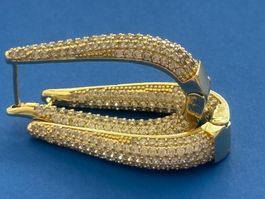 Luxus Elegante Creolen  Ohrstecker Farbe:Gold Zirkonia weiss