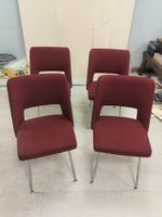 4 Wohnzimmer Stühle, bequem, Stoff dunkelrot