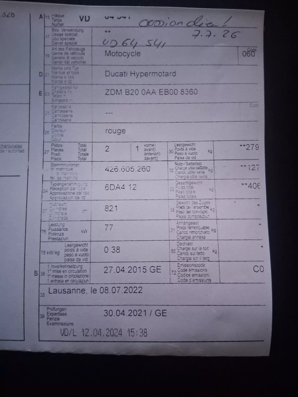 Ducati Route: Ducati hypermétrope accidenté  – Défectueux à Corserey par gaetan210185 4