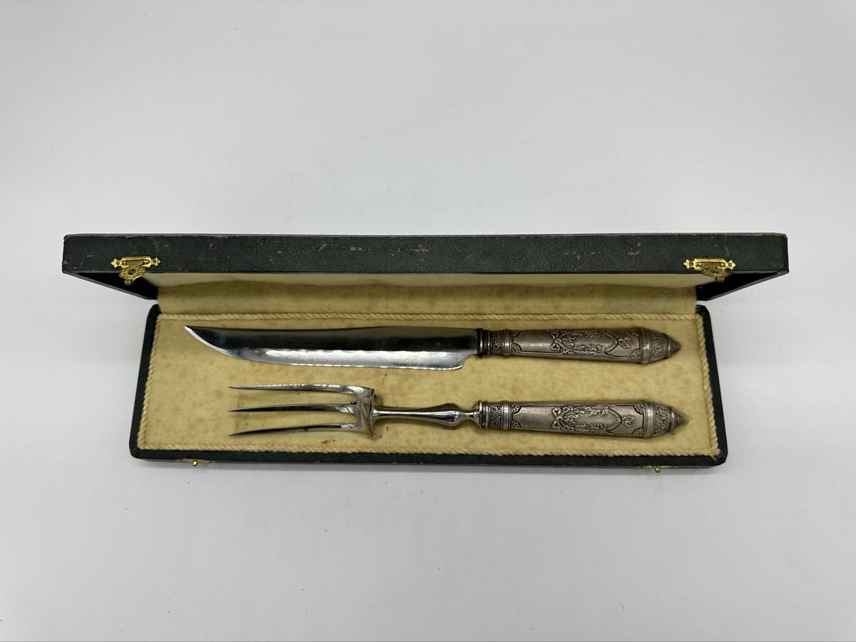Bestecksets: Vintage Carving Knife and Fork Set with Box Silver Tone – Gebraucht aus Villmergen von JacRon