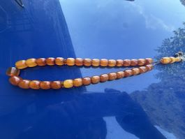 Antique Faturan Cherry Bakelite Rosary Beads Marbled.