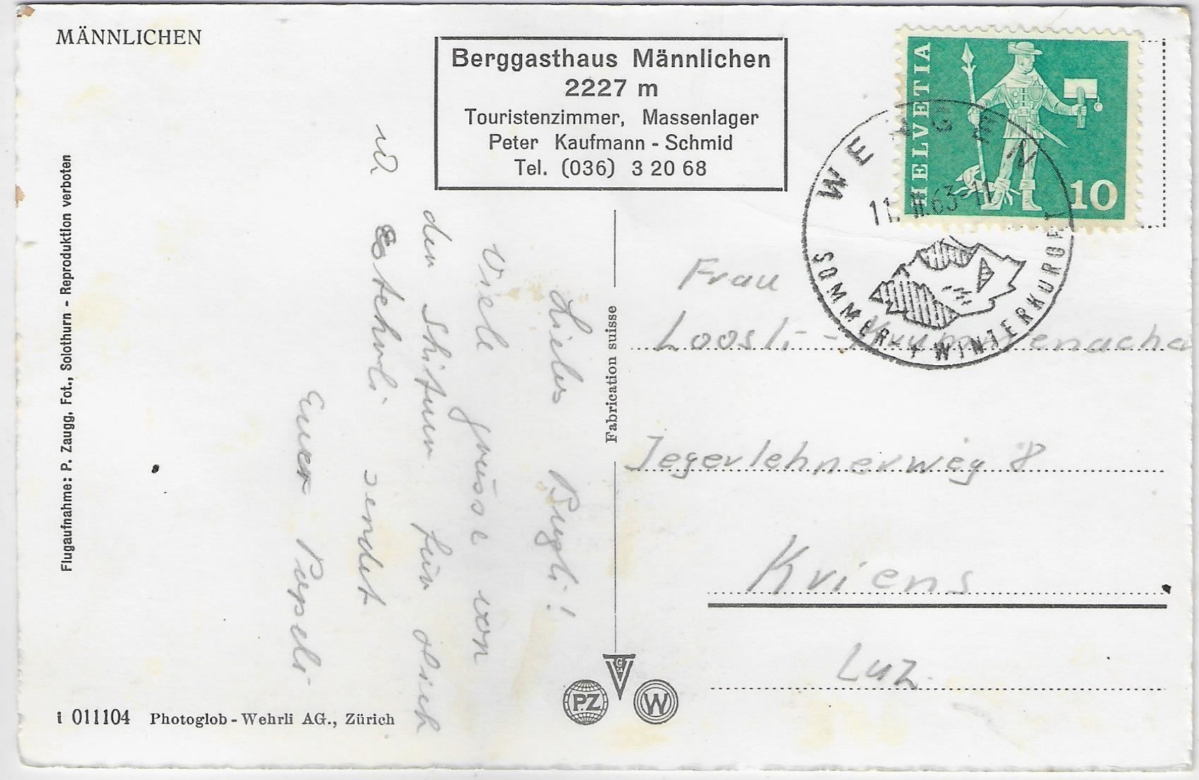 Cartoline postali: Berggasthaus Männlichen - Grindelwald – Antico da Ettingen venduto da Kartenplanet 1