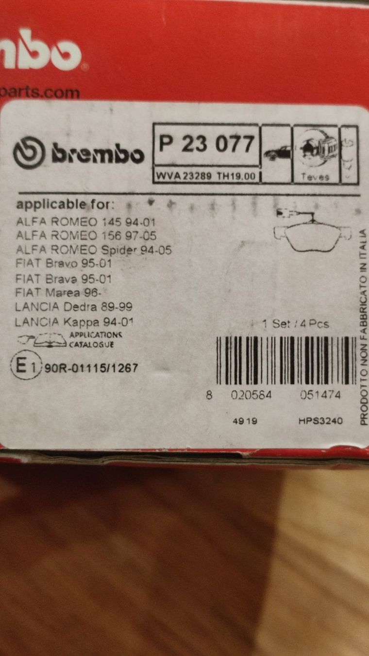 Brembo Tutti pezzi di ricambio auto: Brembo Bremsbeläge P23077 vorne – Nuovo e nell'imballaggio originale da Ruggell venduto da Martefilm 3