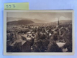 alte Postkarte Ansicht Uznach vor 1931 mit Briefmarke