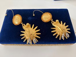 Vintage Versace Ohrclips Gold Medusa Sonne Barock 1990er