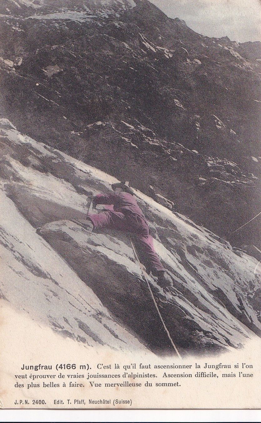 Cartoline postali: Jungfrau mit Bergsteiger – Usato da Olten venduto da clotaldi