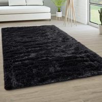 DEAL ☝XXL Teppich Hochflor Shaggy Flauschig Black 160x220