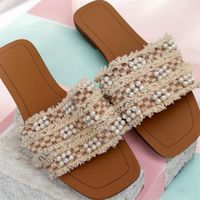Beige Sommer-Sandalen mit Perlen, Grösse 38, neuwertig