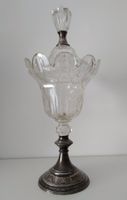 BONBONNIERE ANTIK GLAS UND SILBER GEPUNZT SAMMELOBJEKT ALT
