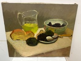 Ölgemälde auf Leinen Stillleben Frühstück von M. Seippel