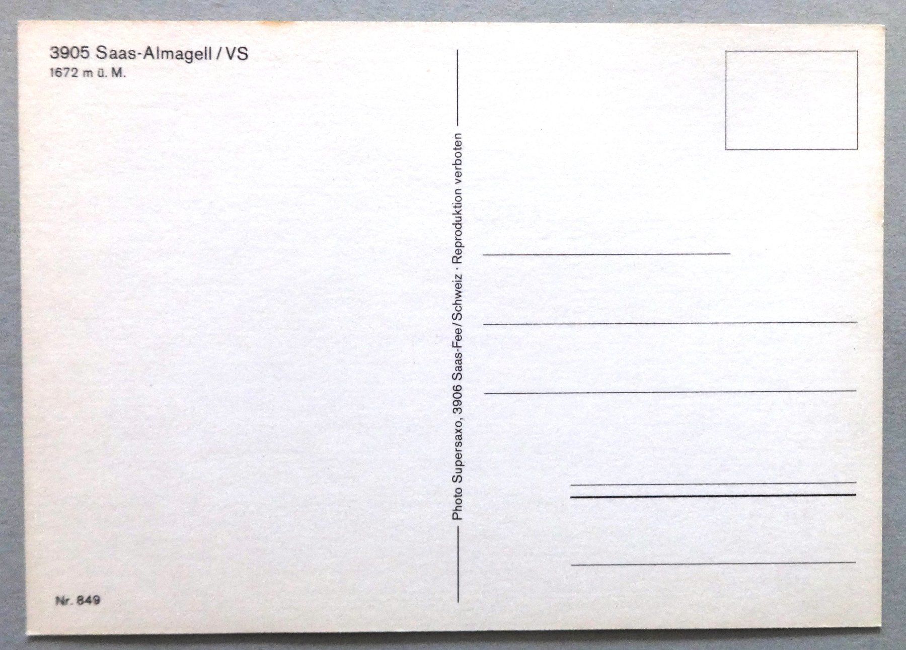 Cartoline postali: Saas-Almagell 1672 m ü.M. – Usato da Fétigny venduto da Billy2miny 1