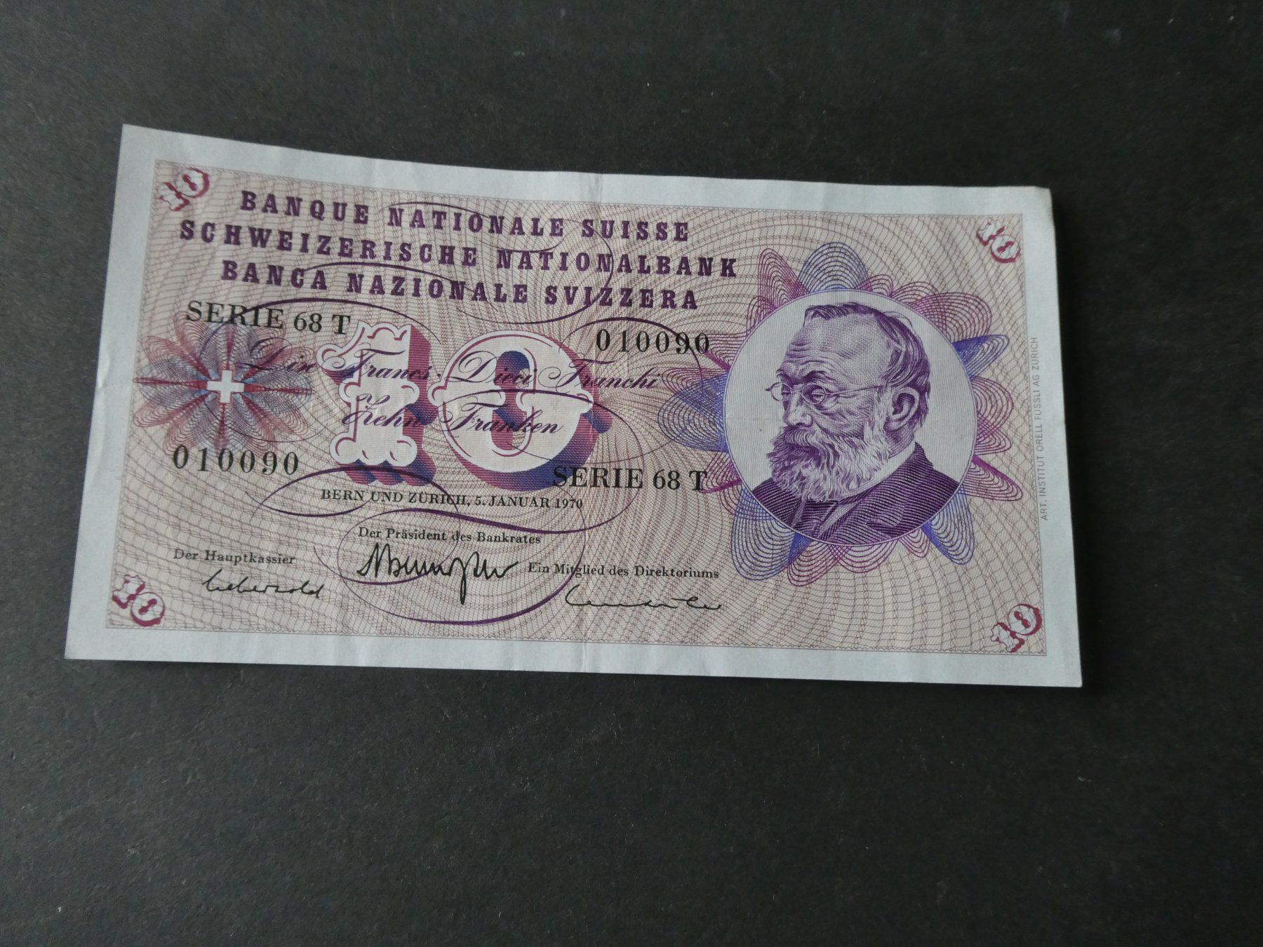 Billets de banque: Schweiz 1970, 10 Franken – D'occasion à Hinterforst par Rohusri