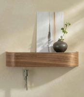 Schlüsselbrett Holz mit Ablage Walnuss Schlüsselhalter Wand