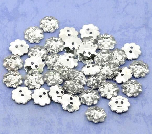 Bottoni: 10 boutons FLEUR Brillant ARGENT 1.2 cm – Nuovo e nell'imballaggio originale da St-Imier venduto da goodber 1