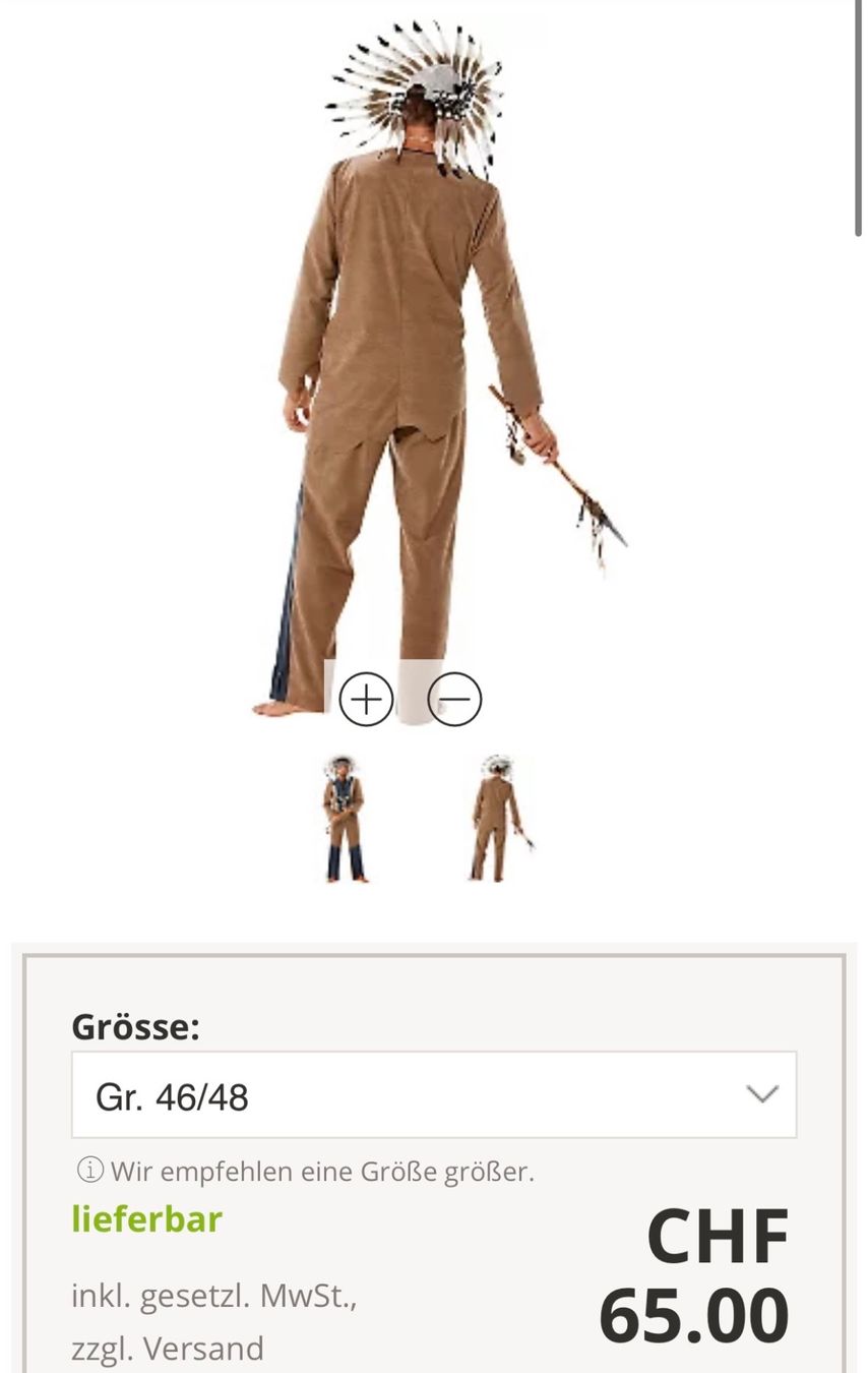 Kostüme: Indianer Kostüm Buttinette neu 46/48 – Neu und originalverpackt aus Entlebuch von jan_6xfy 1