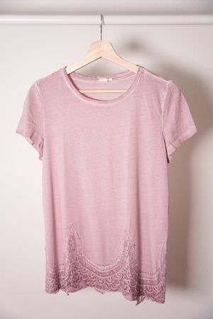 Esprit Damen T-Shirt rosa Spitze Gr. 38