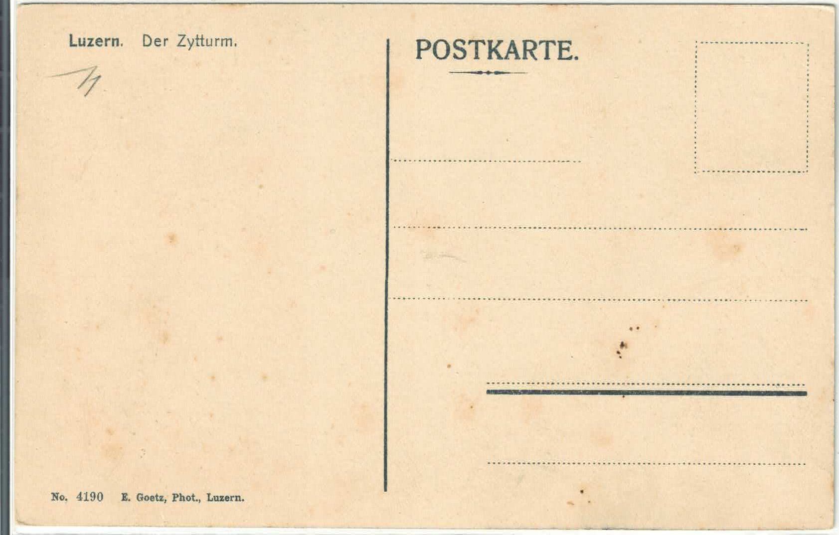 Cartoline postali: Luzern - Der Zytturm - Litho – Usato da Ettingen venduto da Kartenplanet 1