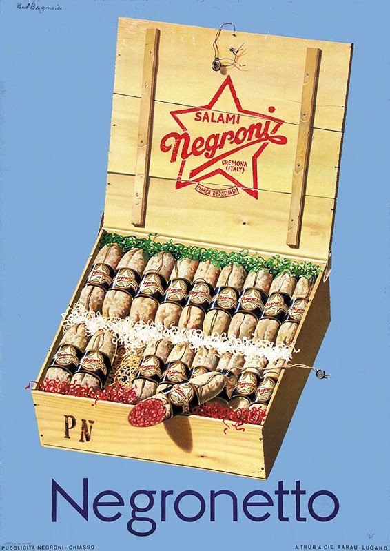 Poster & Bilder: Vintage Salami Negroni Plakat – Gebraucht aus Wollerau von Plakatfreund
