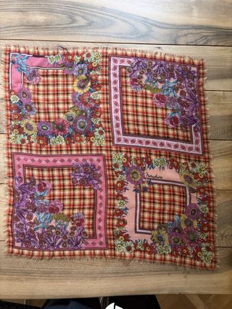 Foulard Mantero kariert mit Blumenmuster quadratisch