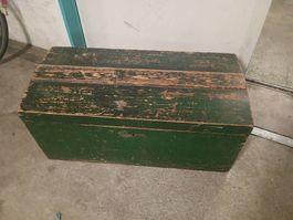 Alte grüne Holztruhe, Vintage Look - Ideale Dekobox!