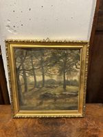Tableau Ancien Encadré - Paysage Arboré Vintage Art🖼️ (52)