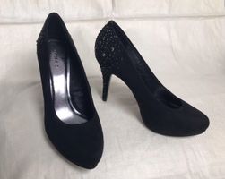 Schwarze Pumps, Grösse 39, mit Strasssteinen