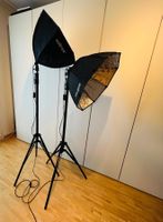 2x Walimex Pro Studioleuchten inkl. Stativ und Tragetaschen