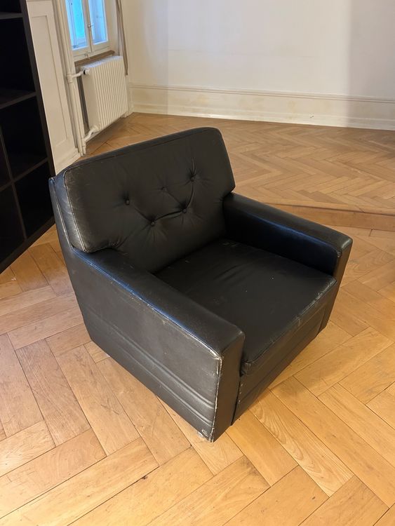 Vintage black leather armchair Kaufen auf Ricardo
