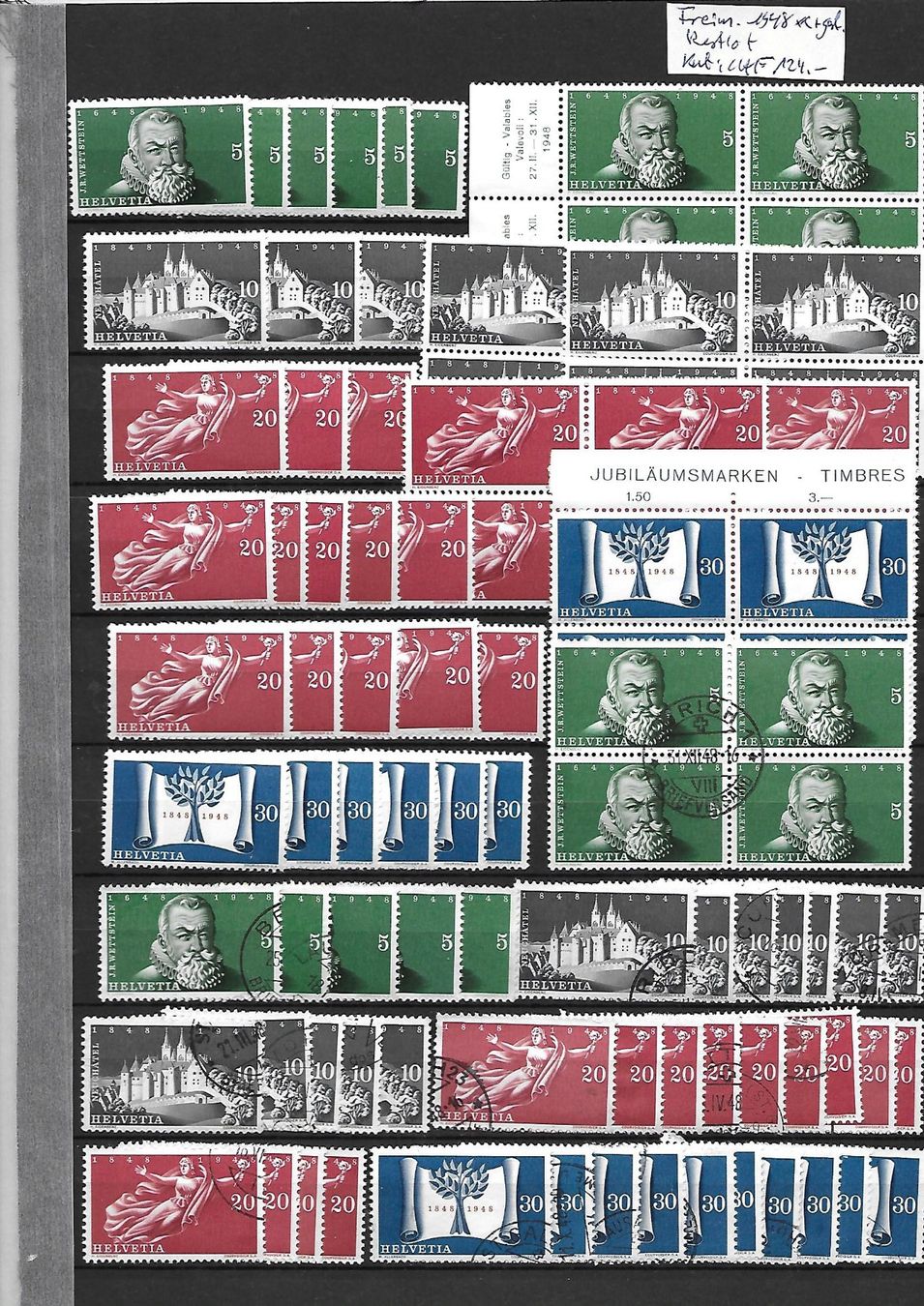 Tutti i francobolli: Freim. 1948 ** + gest. Restlot Kat: CHF 124.- – Usato da Basel venduto da Ilp