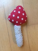 Vintage Stofftier Fliegenpilz zum Rasseln, handgemacht