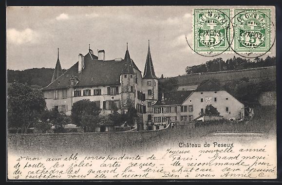 Cartoline postali: AK Peseux, Château, 1903 – Usato da Berlin venduto da bartko-reher