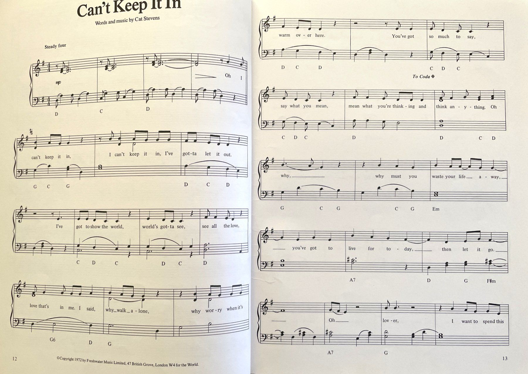 Libri: It's Easy To Play Cat Stevens - Songbook Guitar – Usato da Savagnier venduto da Ne2065 2