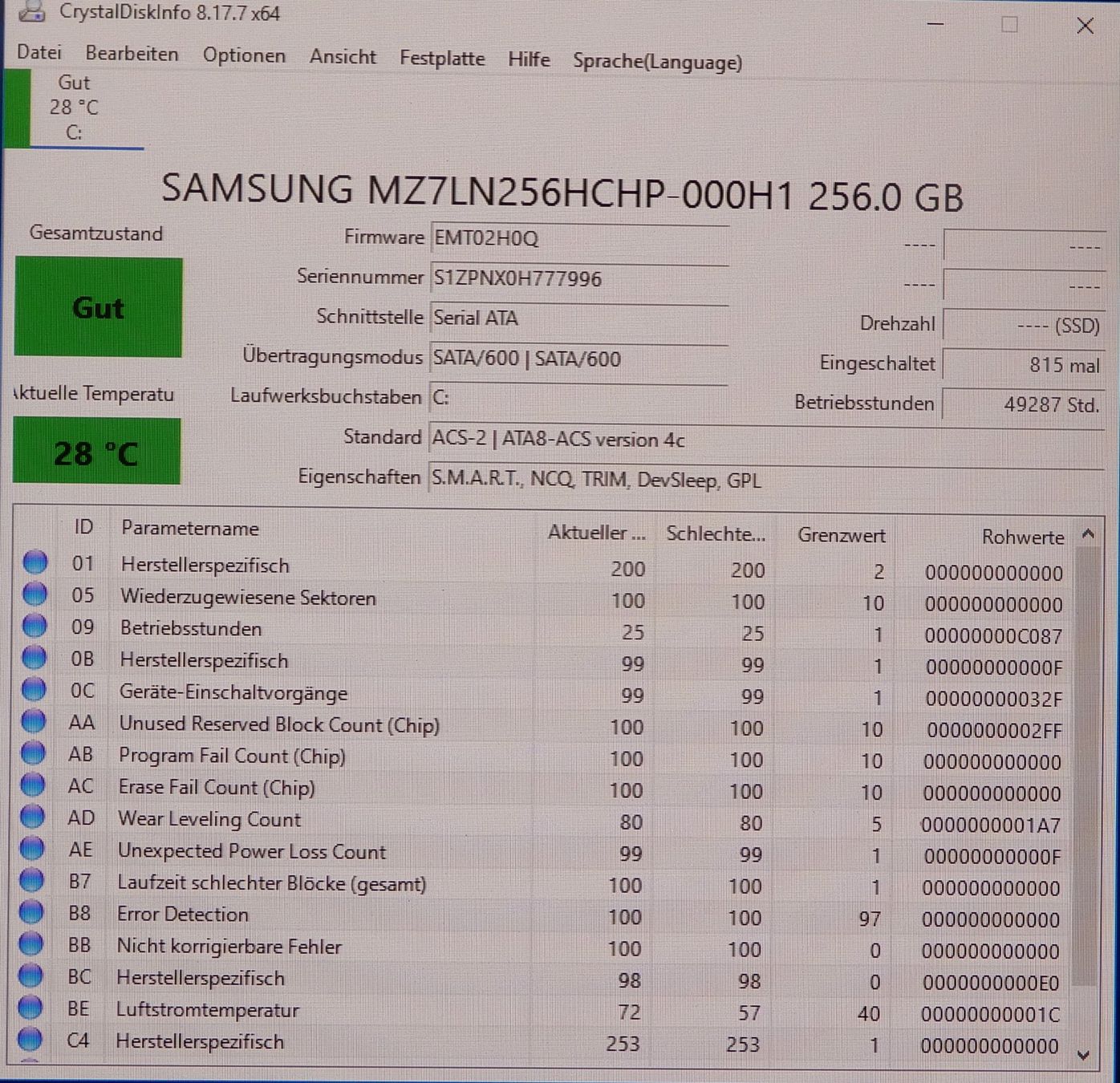 Samsung Dischi rigidi: Samsung PM871 256 GB SSD – Usato da Bern venduto da compischop 1