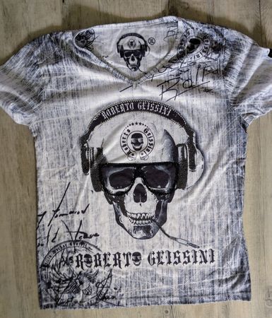 Roberto Geissini T-Shirt, Totenkopf Motiv, Gr. 3XL