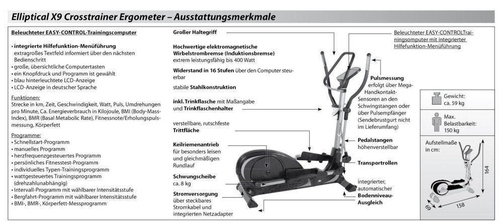 Elliptical x9 crosstrainer ergometer new arrivals