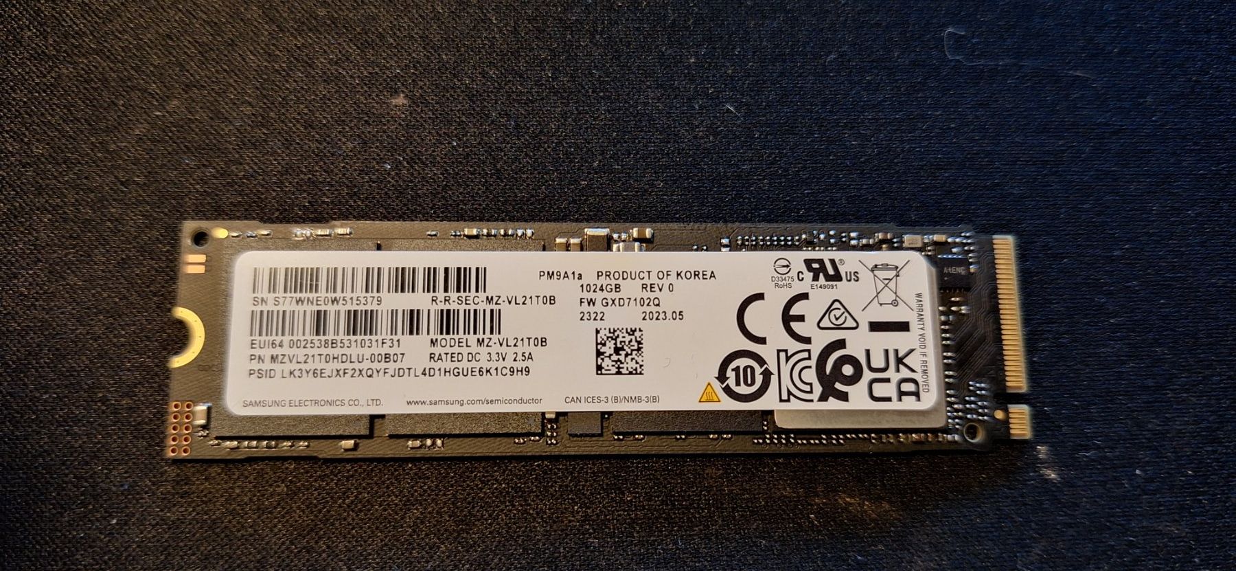 Samsung Harddisks: SAMSUNG SSD PM9A1a 1TB NVMe – Gebraucht aus Berikon von texmurphy901 1