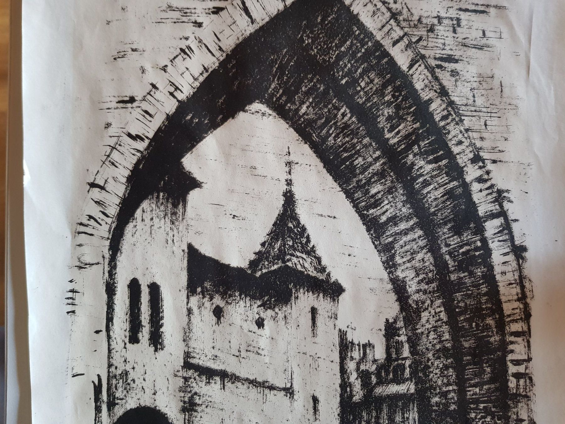 Grafica & Litografie: Autolithografie Zeichnung Bild Barbakan – Usato da Walterswil BE venduto da Lonitti 2