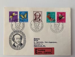Pro Juventute FDC 1954 echt gelaufen, mit Ankunftsstempel