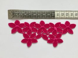 Applik echte St. Galler Spitze Blumengeflecht pink 1 Stk