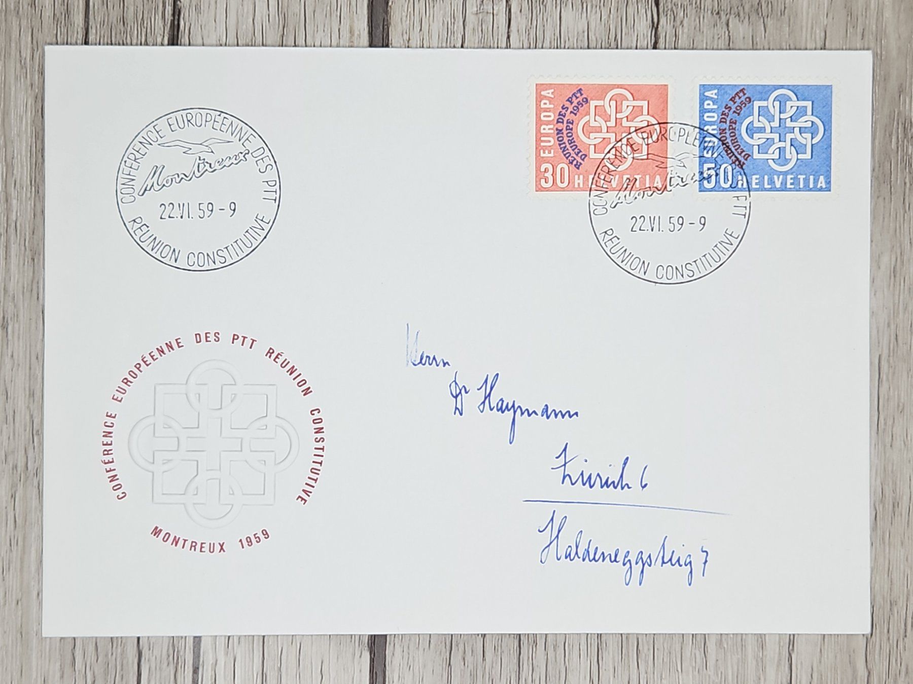Tutti i francobolli: CL09 Enveloppe + Timbre Suisse 1959 – Usato da Cousset venduto da Patrick_Collections