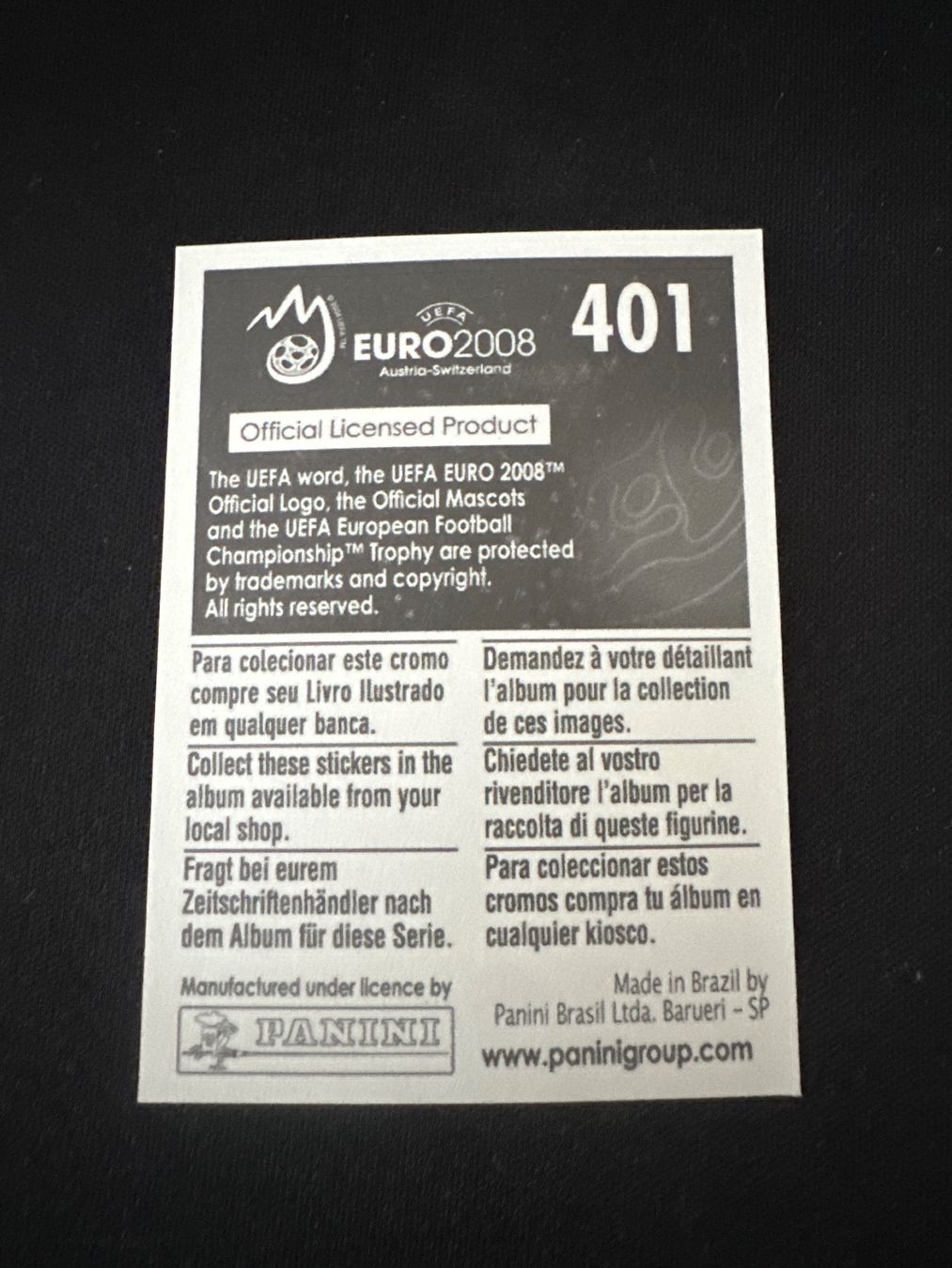 Panini Carte collezionabili: Panini UEFA EM 2008 Sticker - Nr. 401 – Usato da Sulz AG venduto da DealWerk 1
