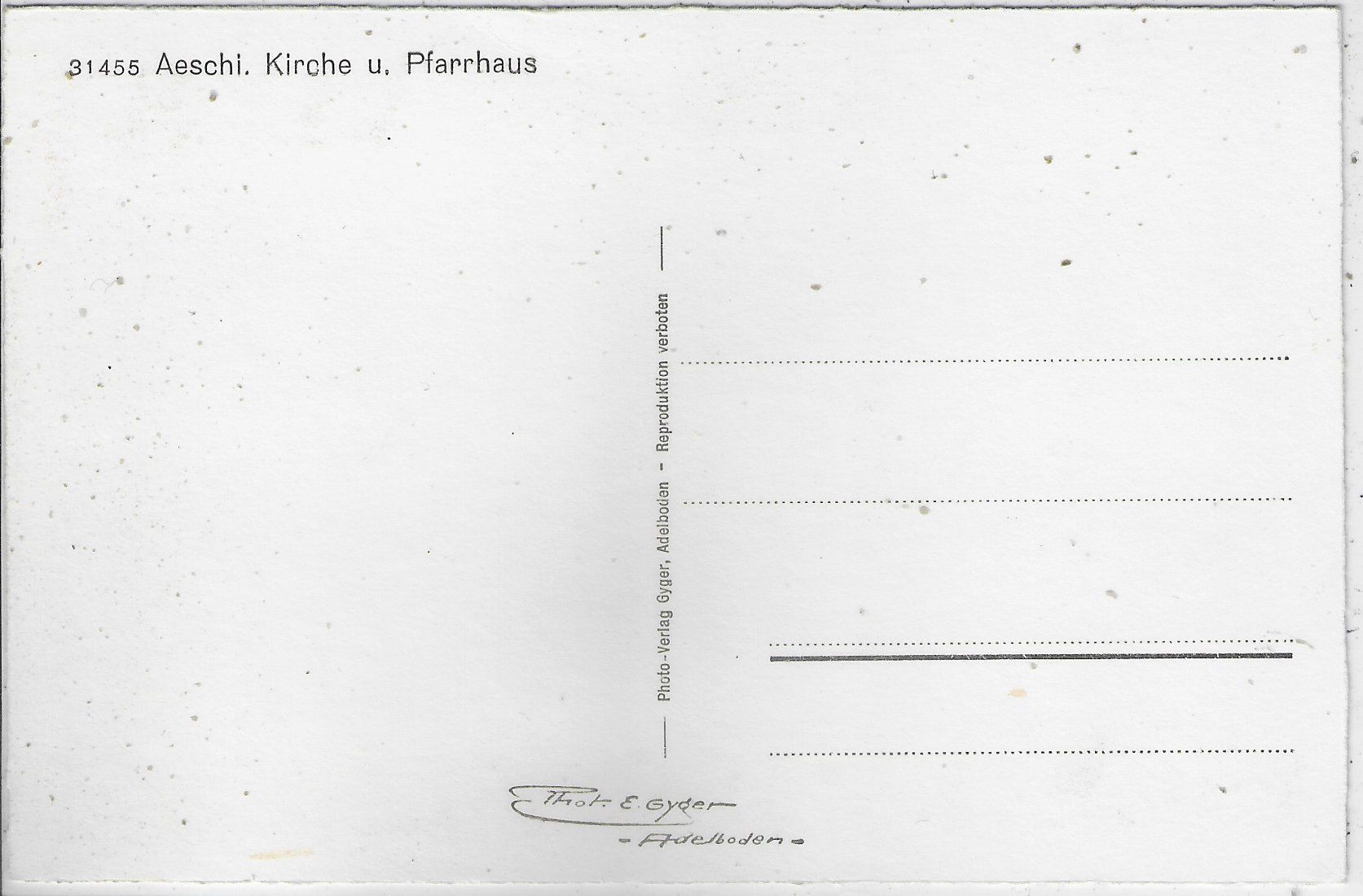Cartoline postali: Aeschi - Kirche und Pfarrhaus - Photo: E. Gyger – Usato da Ettingen venduto da Kartenplanet 1